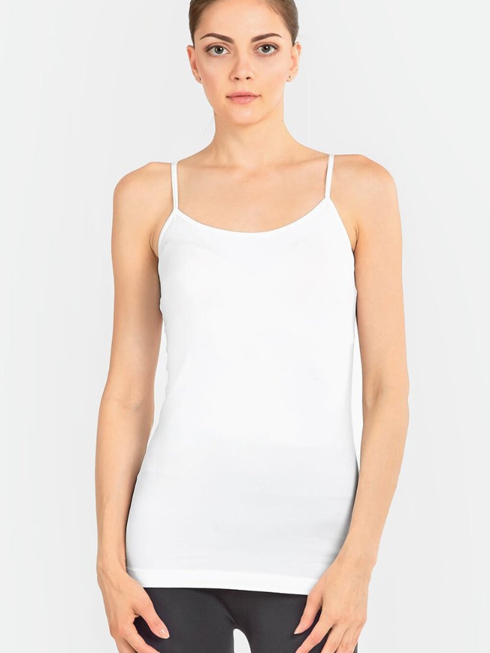 $5 SALE Women's Nylon Lightweight Seamless Camisole CM100 White